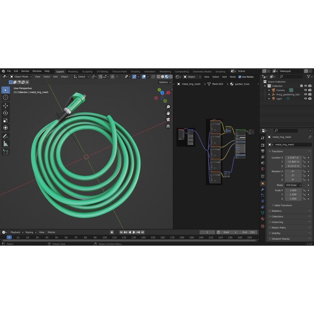 Garden Hose 3D Model – Low Poly PBR Asset, FBX, OBJ, Blender - View 9