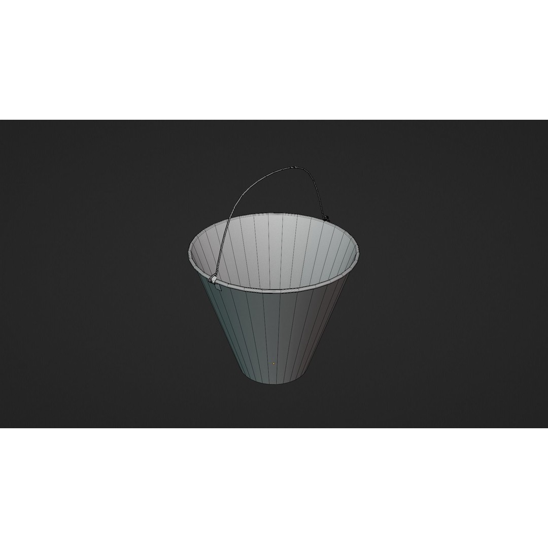 Metallic Cone Bucket 3D Model – Low Poly Game Asset, FBX, OBJ - View 12