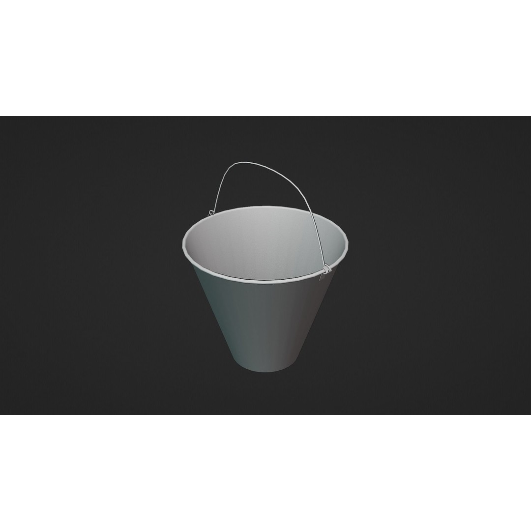 Metallic Cone Bucket 3D Model – Low Poly Game Asset, FBX, OBJ - View 13