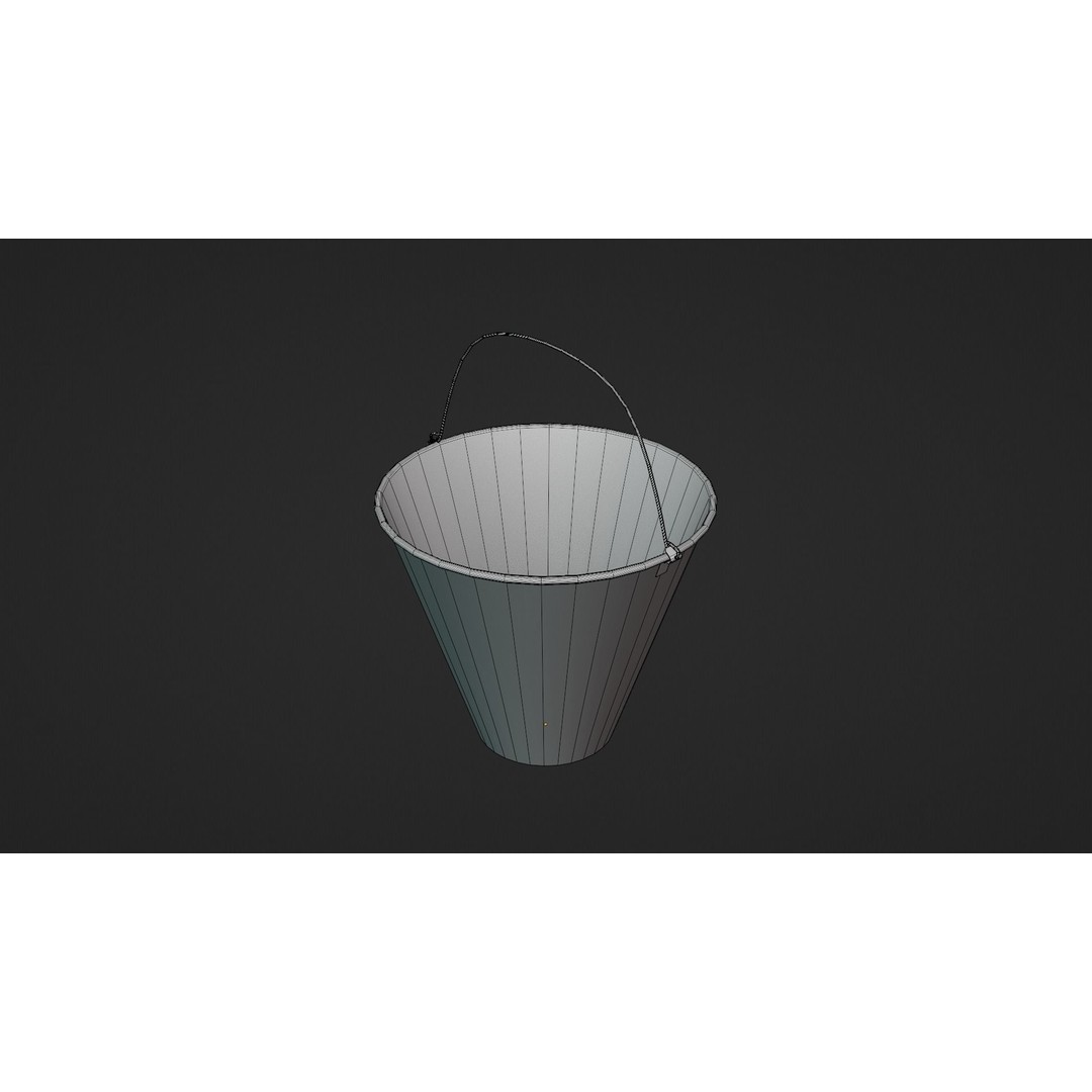 Metallic Cone Bucket 3D Model – Low Poly Game Asset, FBX, OBJ - View 14
