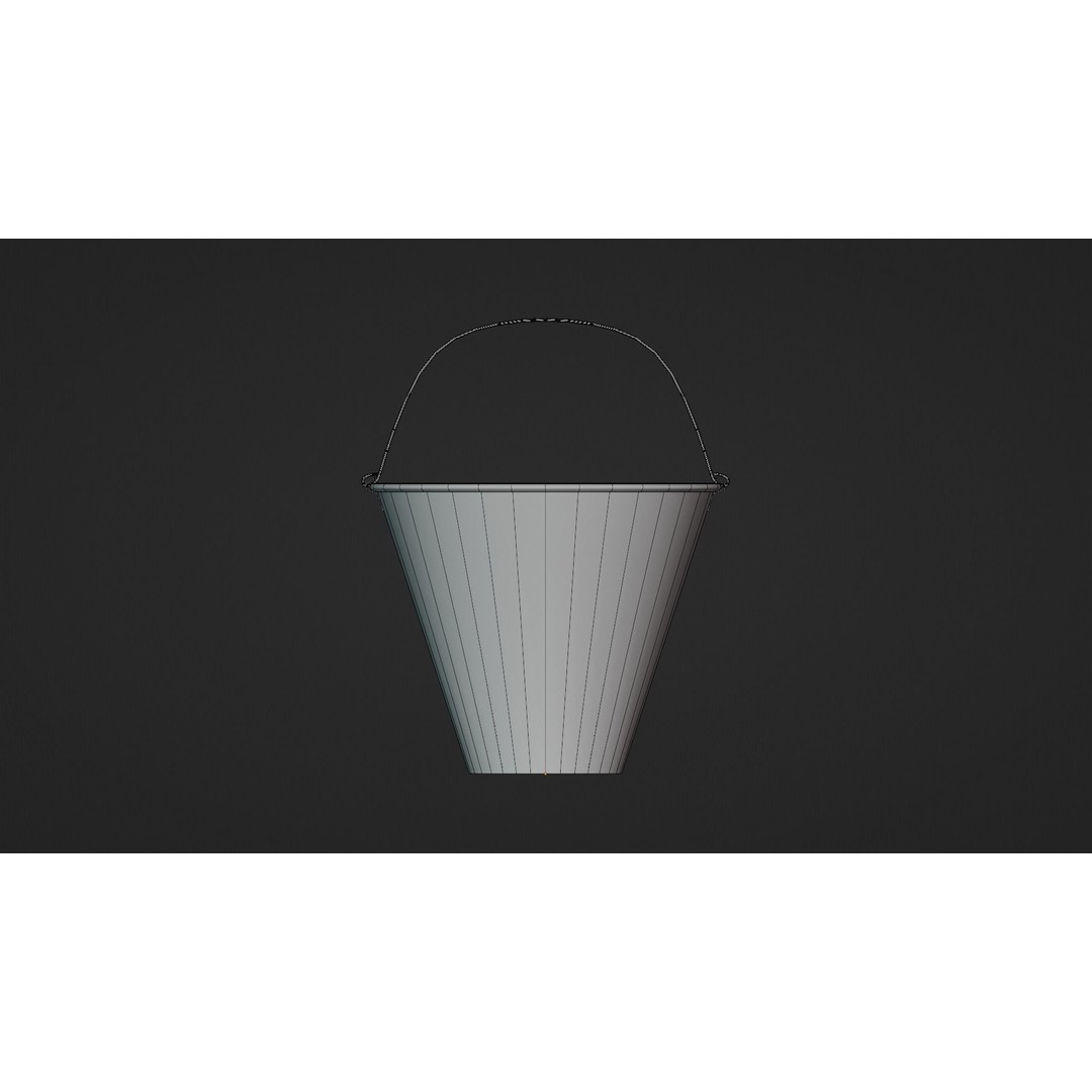 Metallic Cone Bucket 3D Model – Low Poly Game Asset, FBX, OBJ - View 16