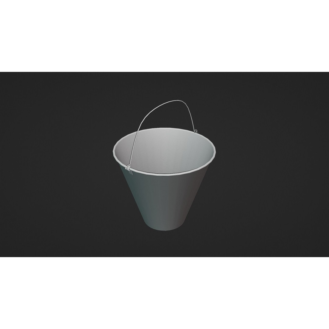 Metallic Cone Bucket 3D Model – Low Poly Game Asset, FBX, OBJ - View 17