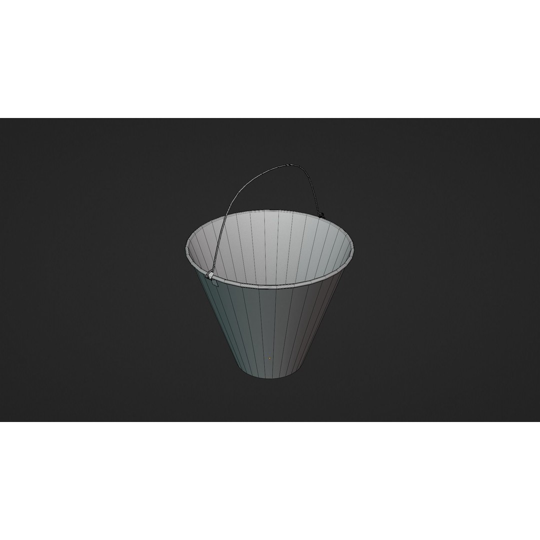 Metallic Cone Bucket 3D Model – Low Poly Game Asset, FBX, OBJ - View 18
