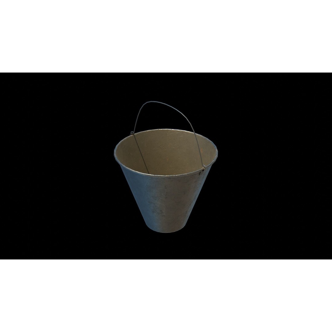 Metallic Cone Bucket 3D Model – Low Poly Game Asset, FBX, OBJ - View 4