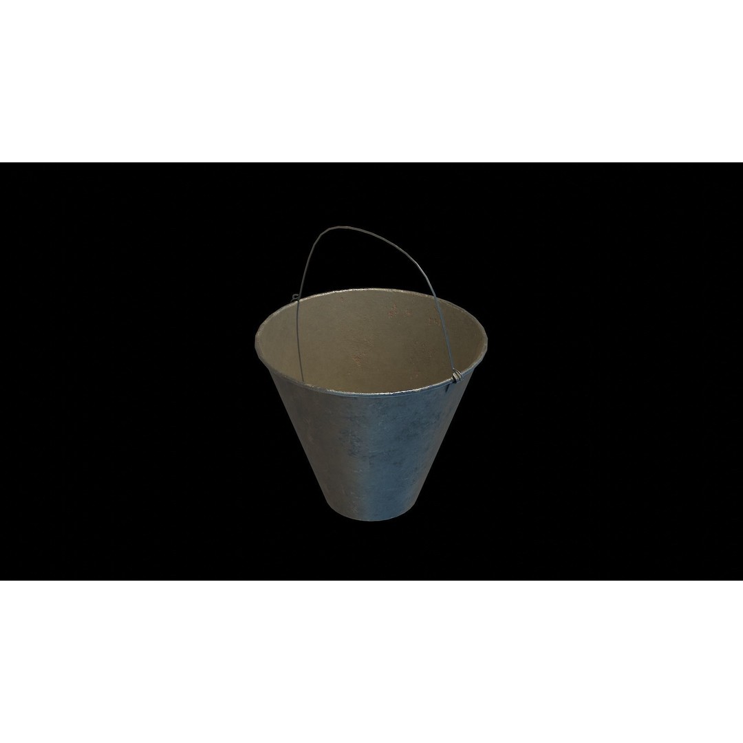Metallic Cone Bucket 3D Model – Low Poly Game Asset, FBX, OBJ - View 6