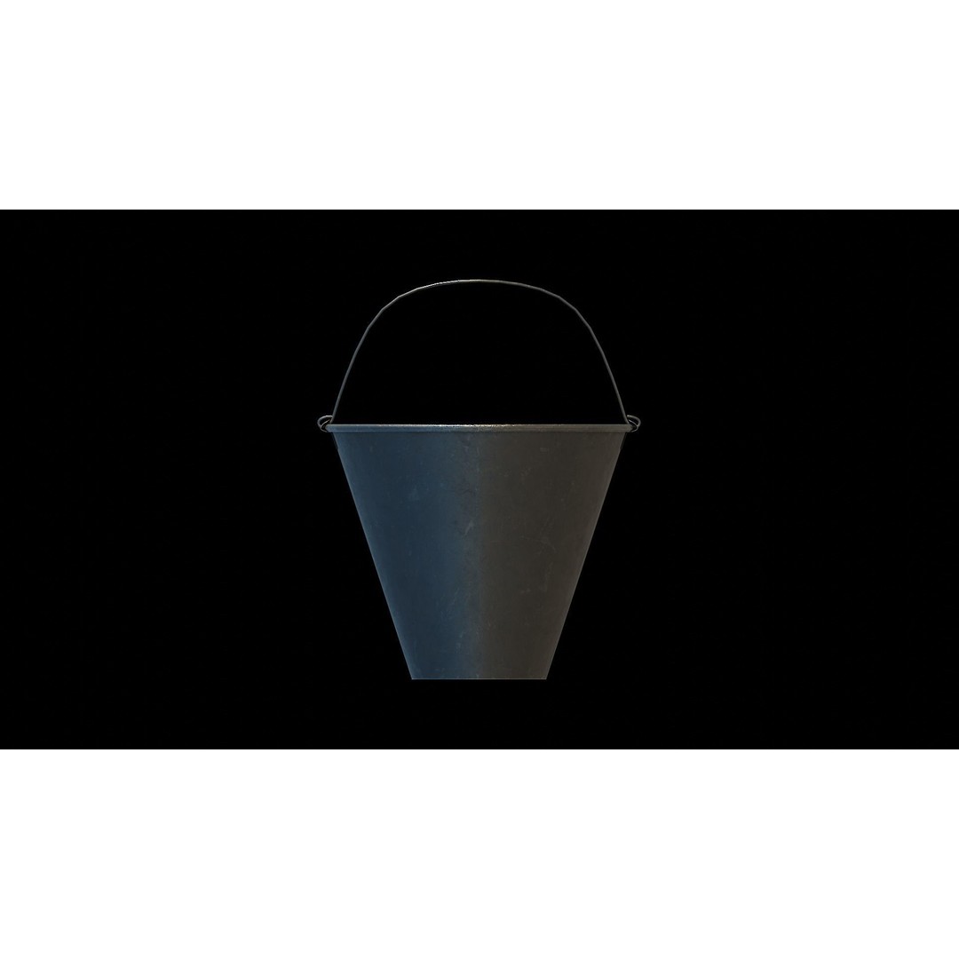 Metallic Cone Bucket 3D Model – Low Poly Game Asset, FBX, OBJ - View 8