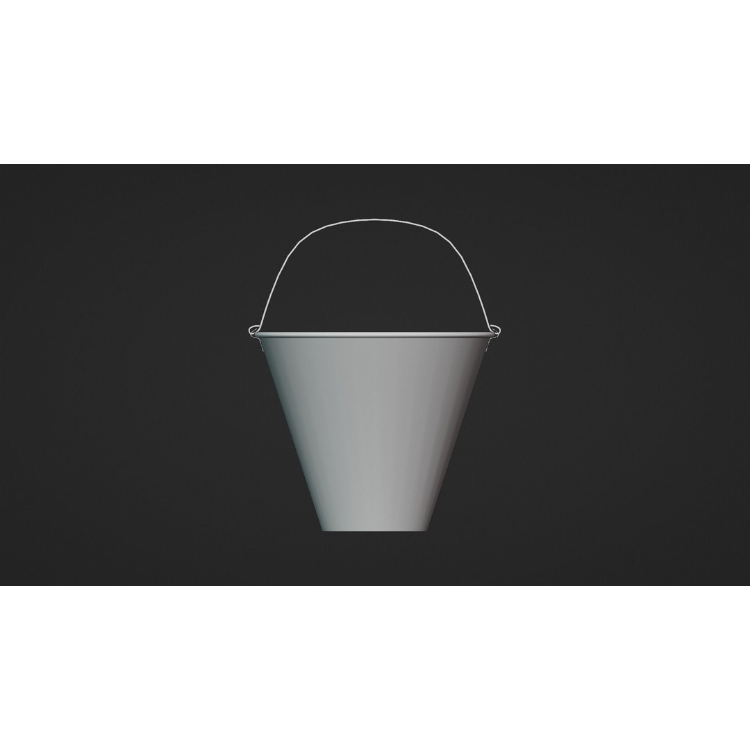 Metallic Cone Bucket 3D Model – Low Poly Game Asset, FBX, OBJ - View 9