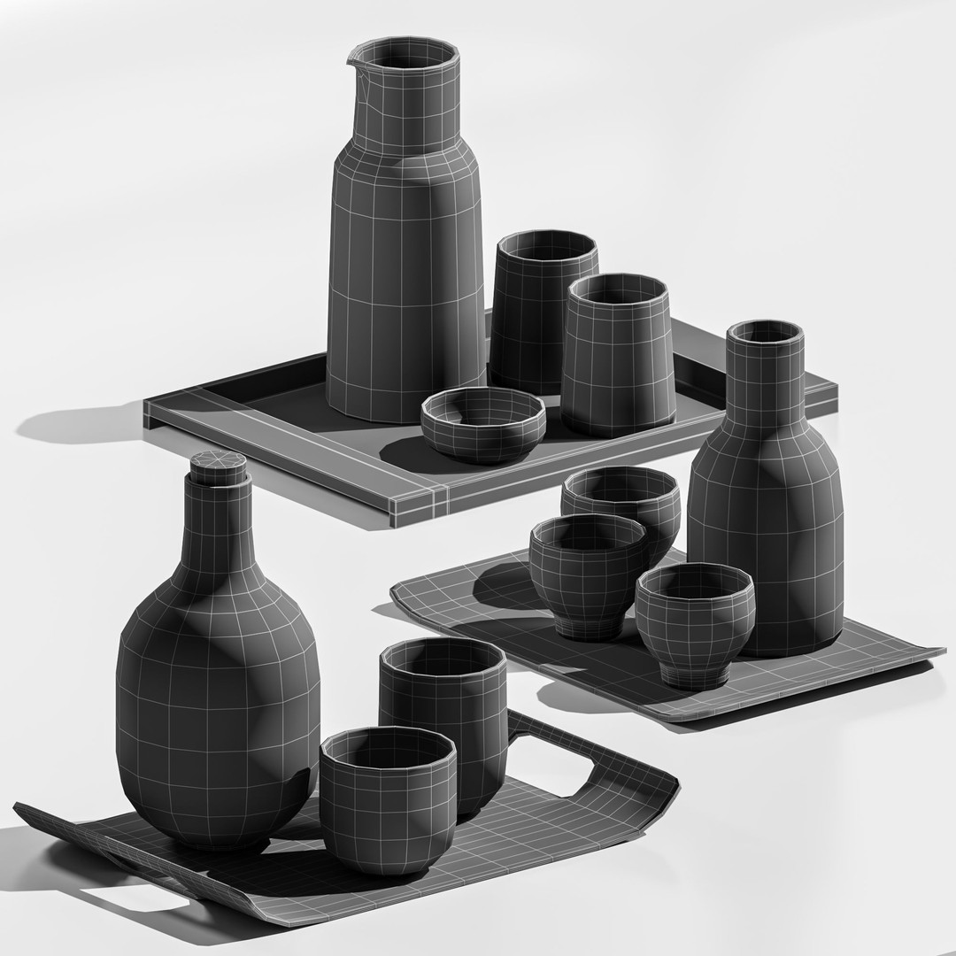 Dishes Tableware Set 3D Model – High Poly Kitchenware, FBX, OBJ