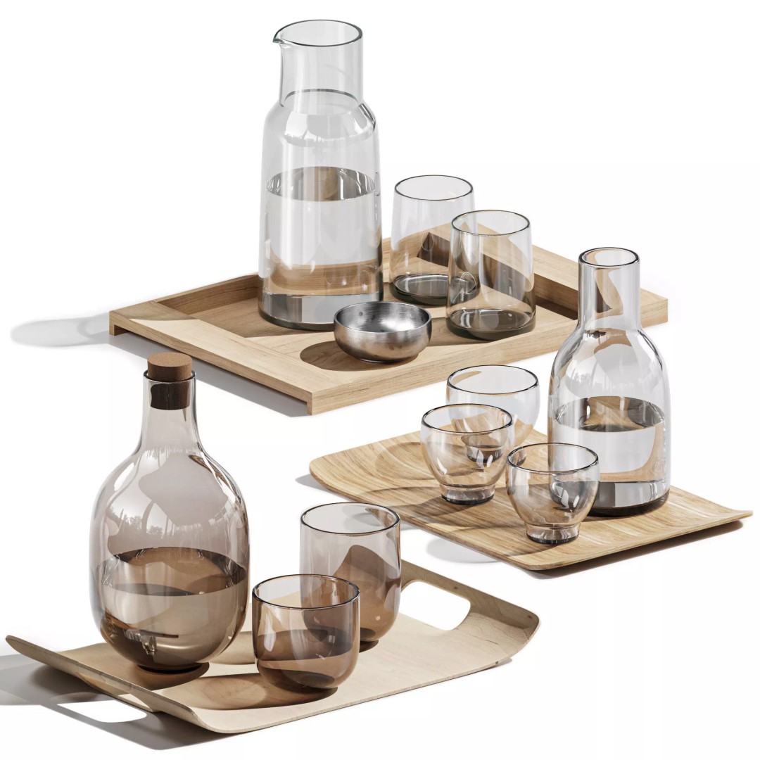 Dishes Tableware Set 3D Model – High Poly Kitchenware, FBX, OBJ - View 2