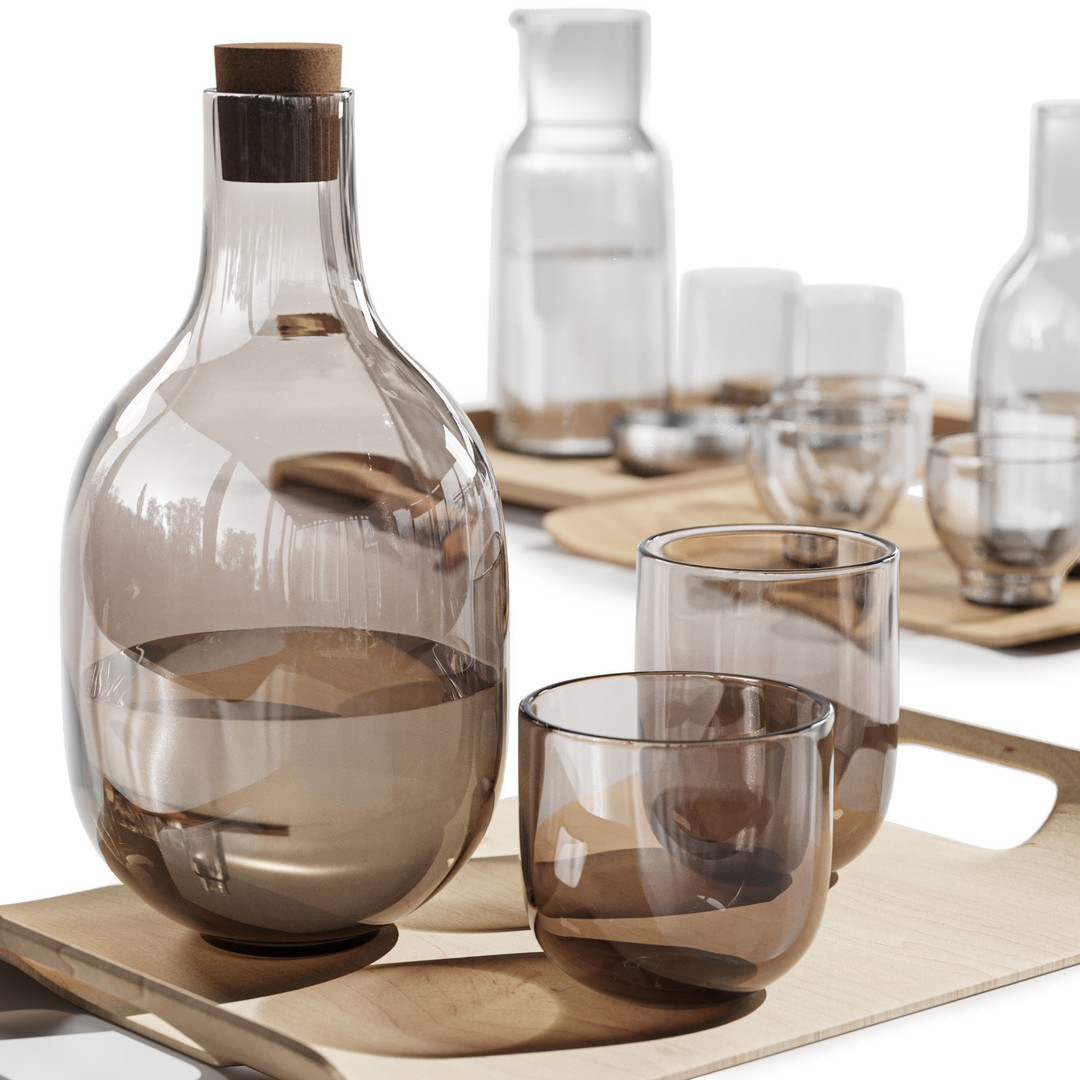 Dishes Tableware Set 3D Model – High Poly Kitchenware, FBX, OBJ - View 3