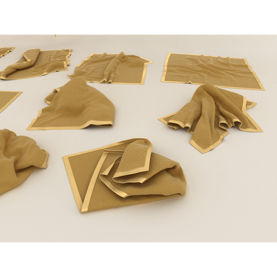 Towel Collection 3D Model – Various Styles, FBX & OBJ Formats - View 10