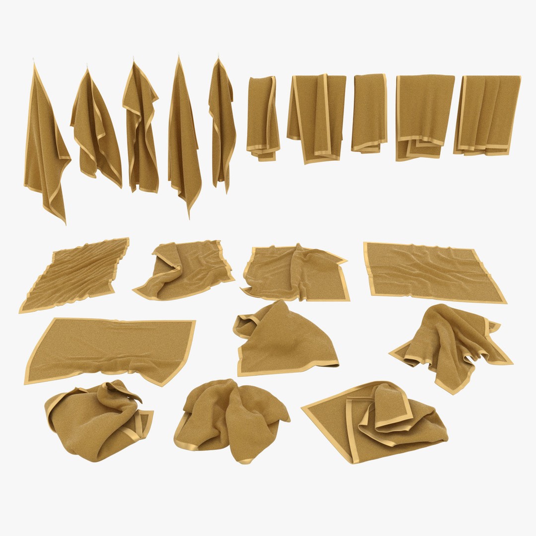 Towel Collection 3D Model – Various Styles, FBX & OBJ Formats - View 11