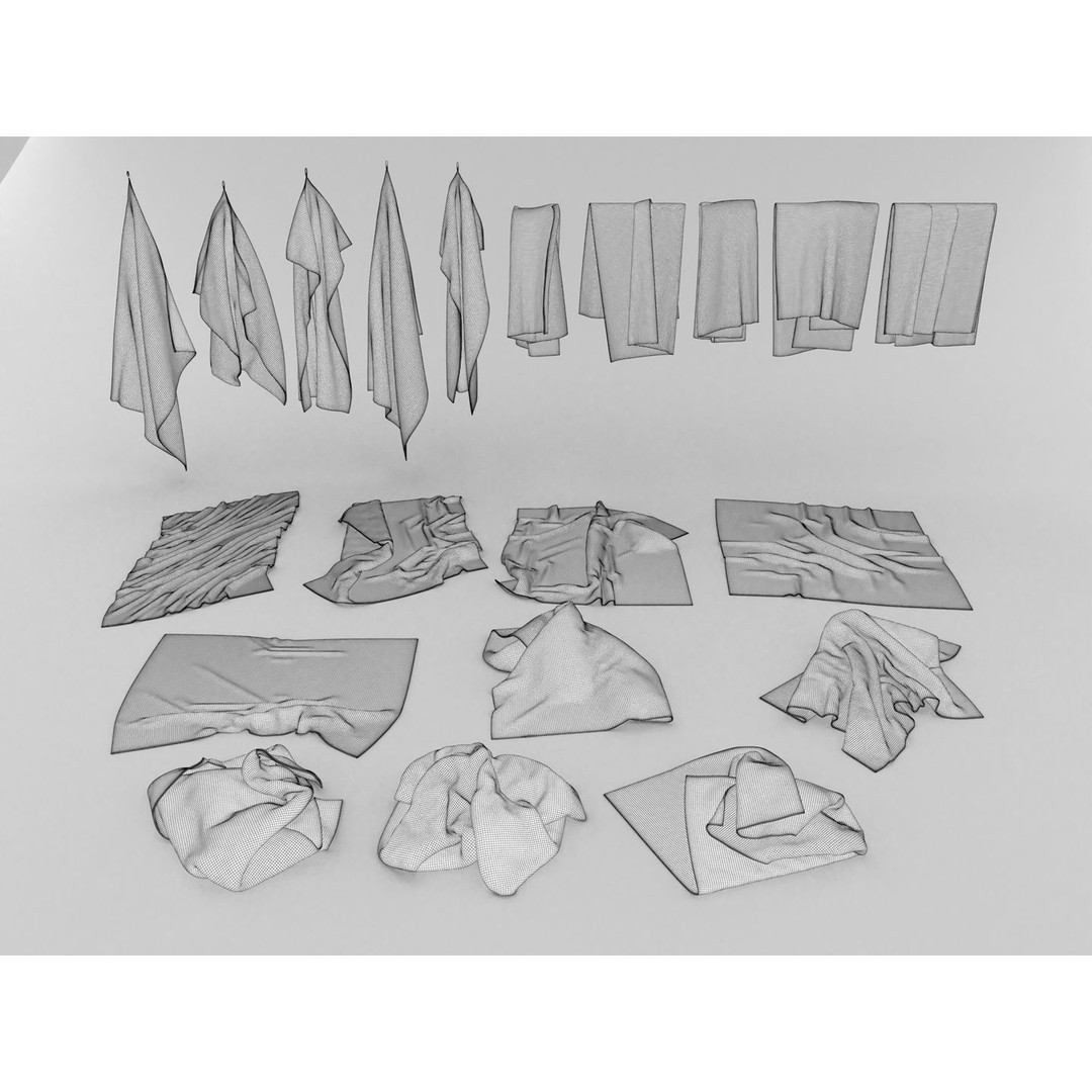 Towel Collection 3D Model – Various Styles, FBX & OBJ Formats - View 12