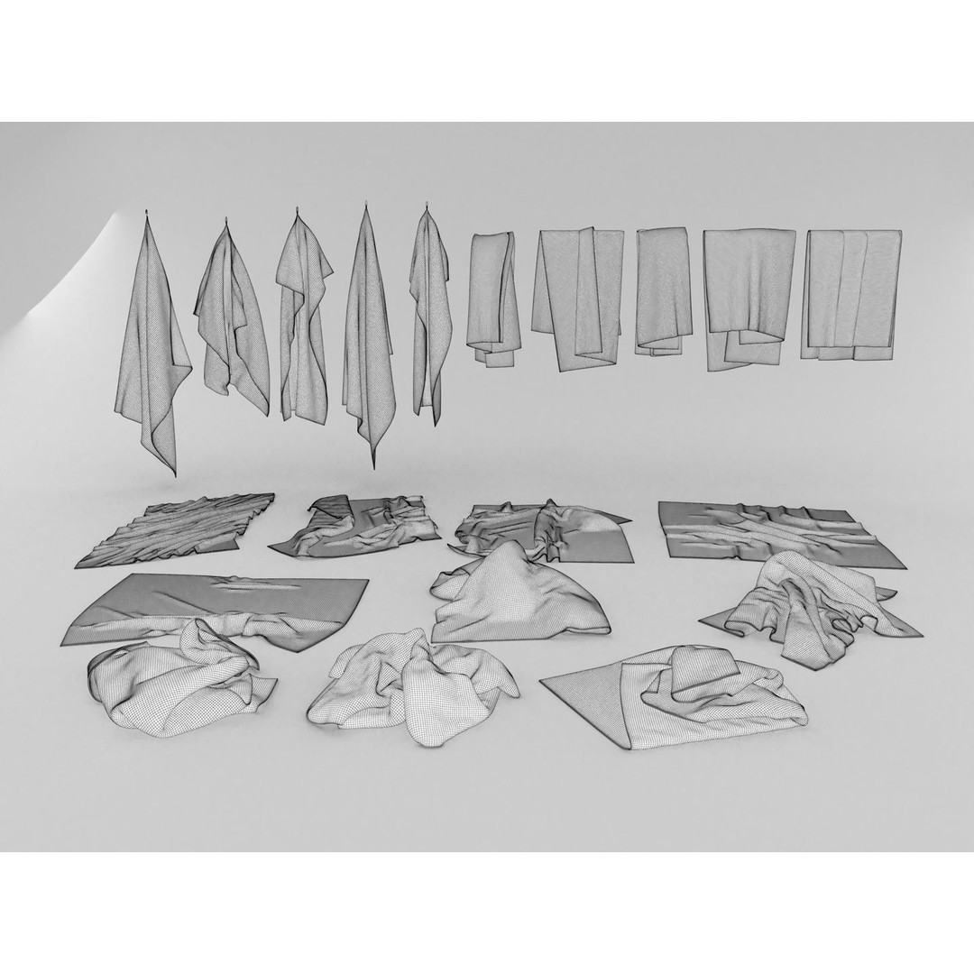 Towel Collection 3D Model – Various Styles, FBX & OBJ Formats - View 13