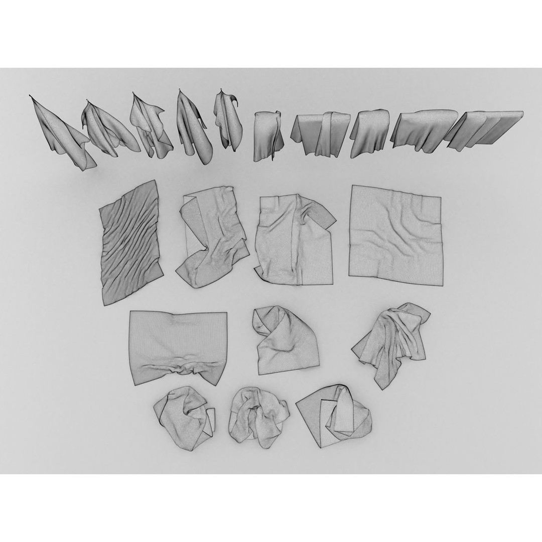 Towel Collection 3D Model – Various Styles, FBX & OBJ Formats - View 14