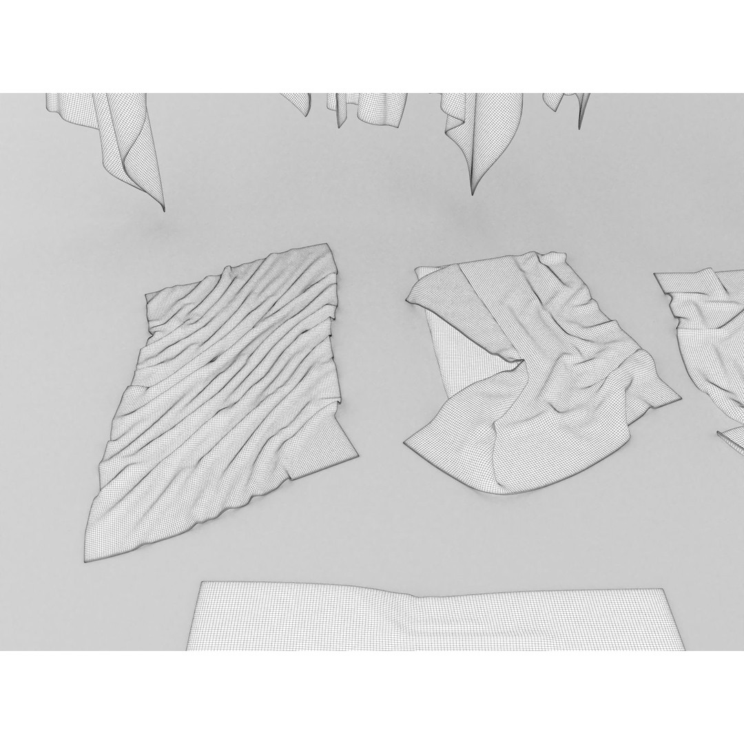 Towel Collection 3D Model – Various Styles, FBX & OBJ Formats - View 17