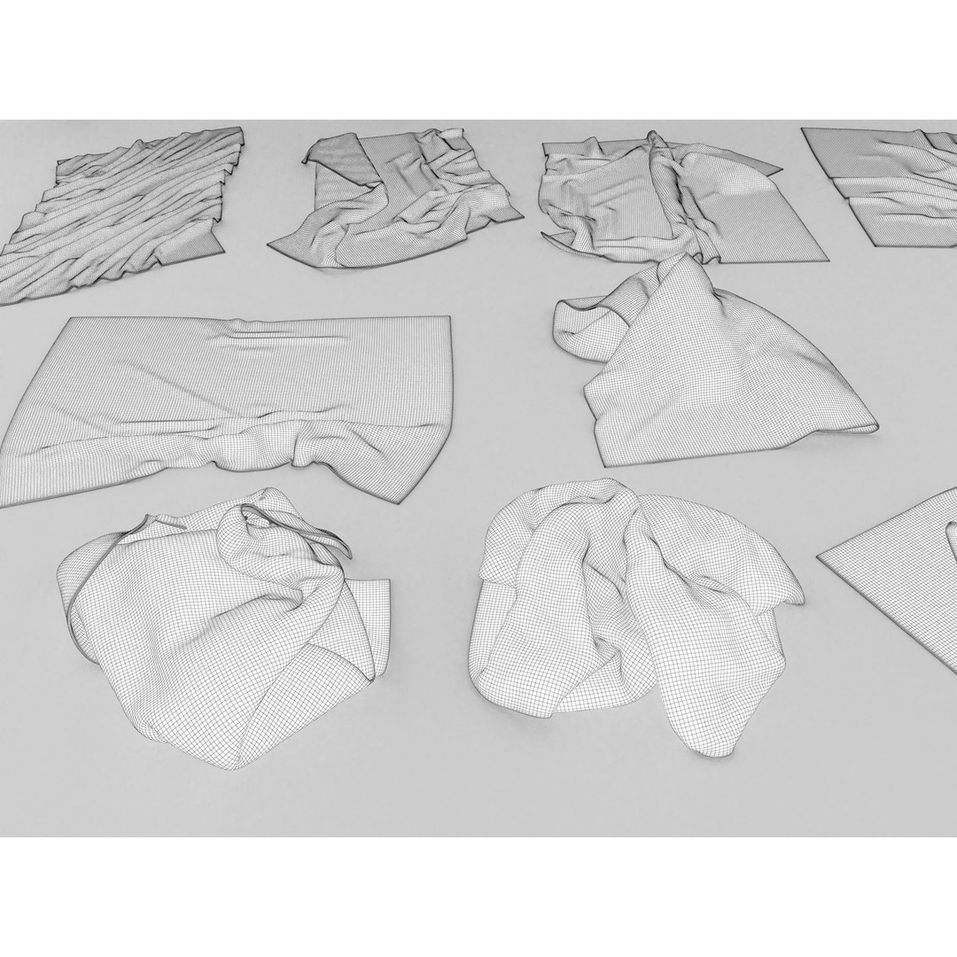 Towel Collection 3D Model – Various Styles, FBX & OBJ Formats - View 19