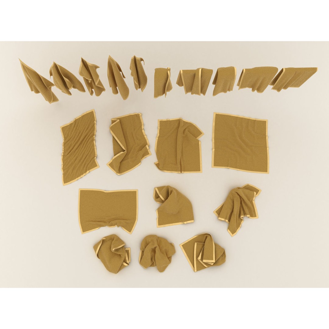 Towel Collection 3D Model – Various Styles, FBX & OBJ Formats - View 4