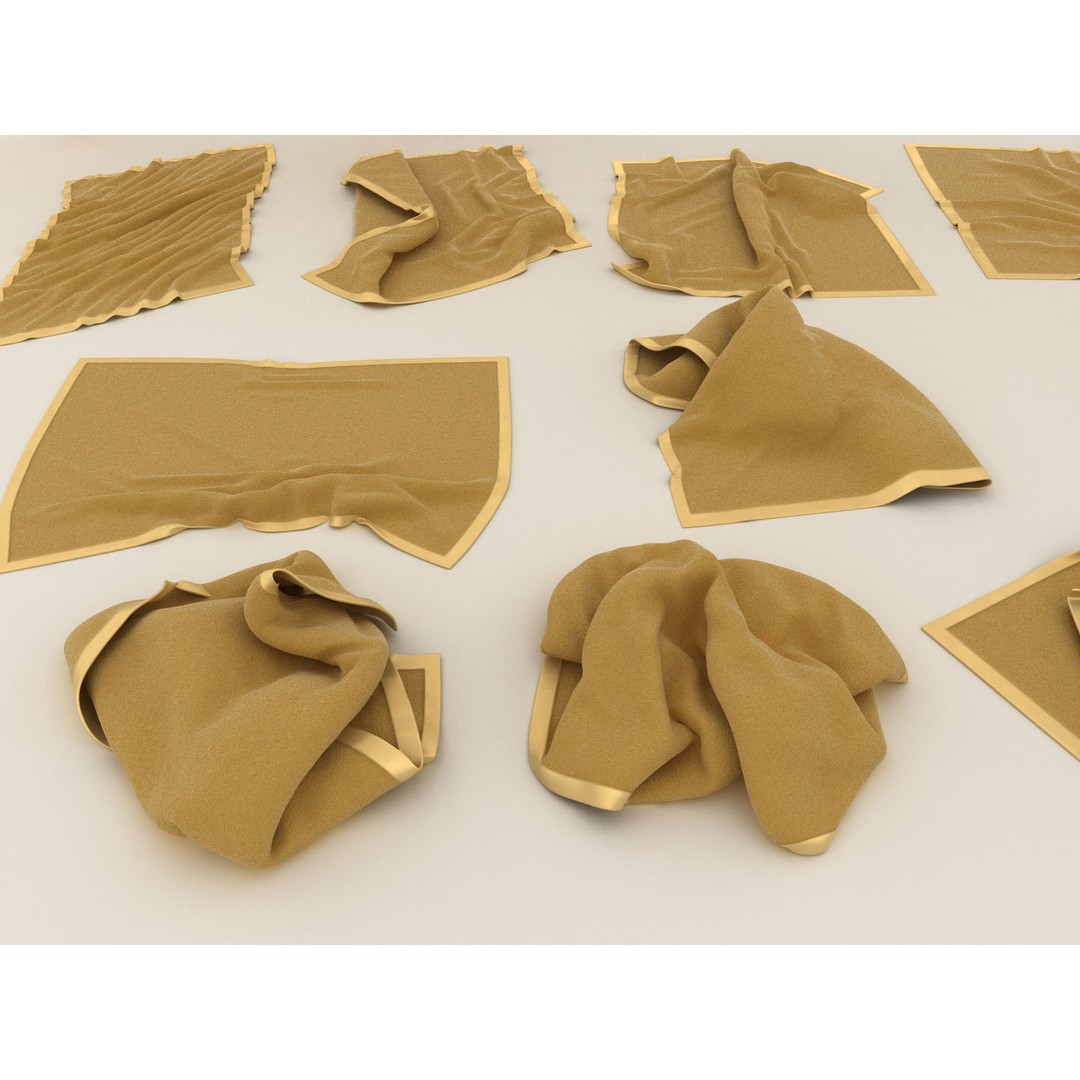 Towel Collection 3D Model – Various Styles, FBX & OBJ Formats - View 9