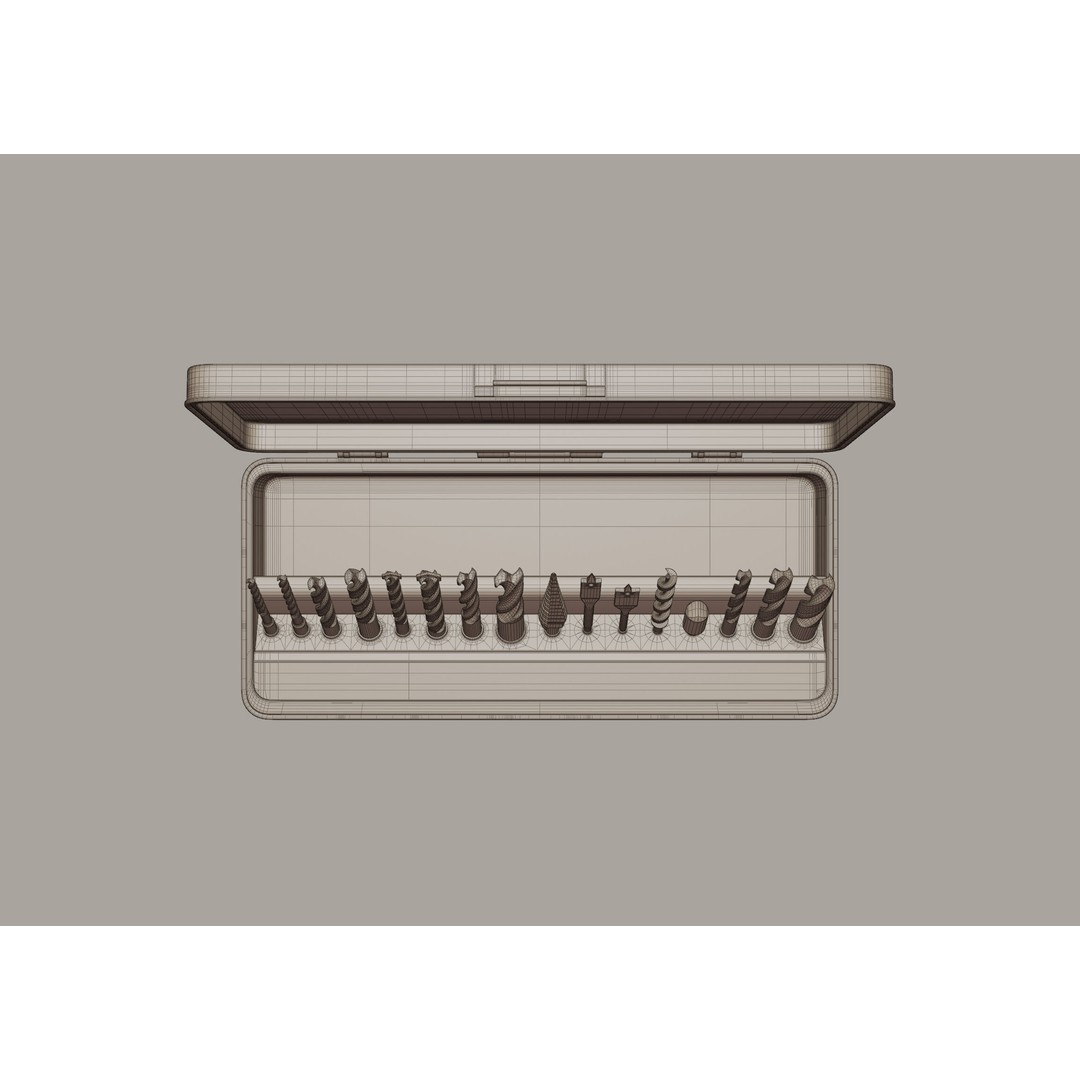 Drill Bits 3D Model – Versatile Set for Wood and Metal, FBX - View 24