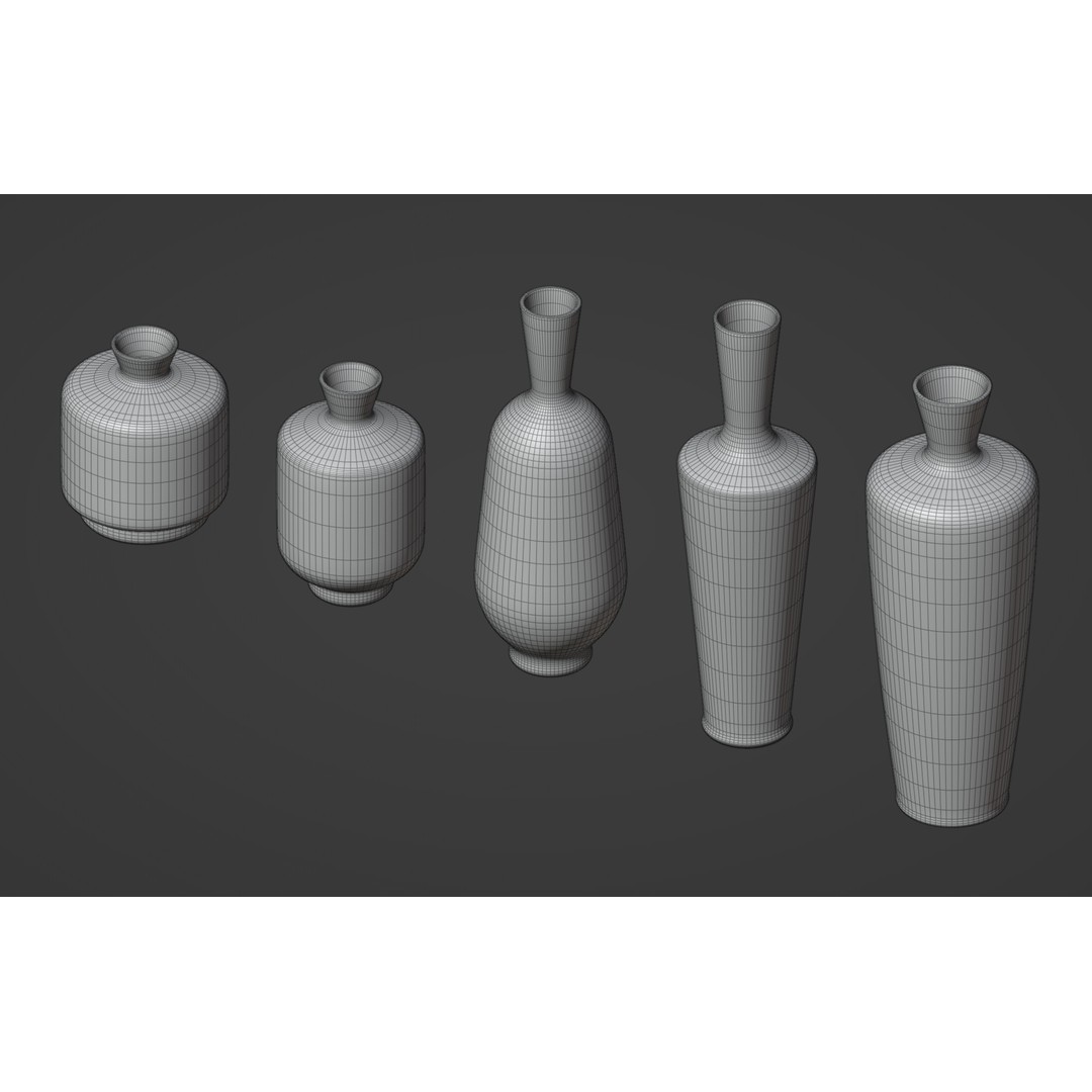 Stoneware Vases 3D Model – Low Poly PBR Set, FBX, OBJ - View 10