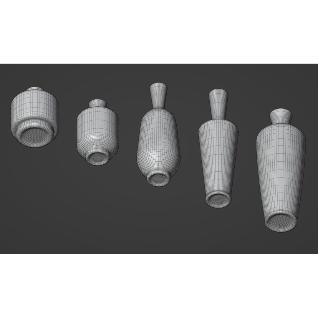 Stoneware Vases 3D Model – Low Poly PBR Set, FBX, OBJ - View 11