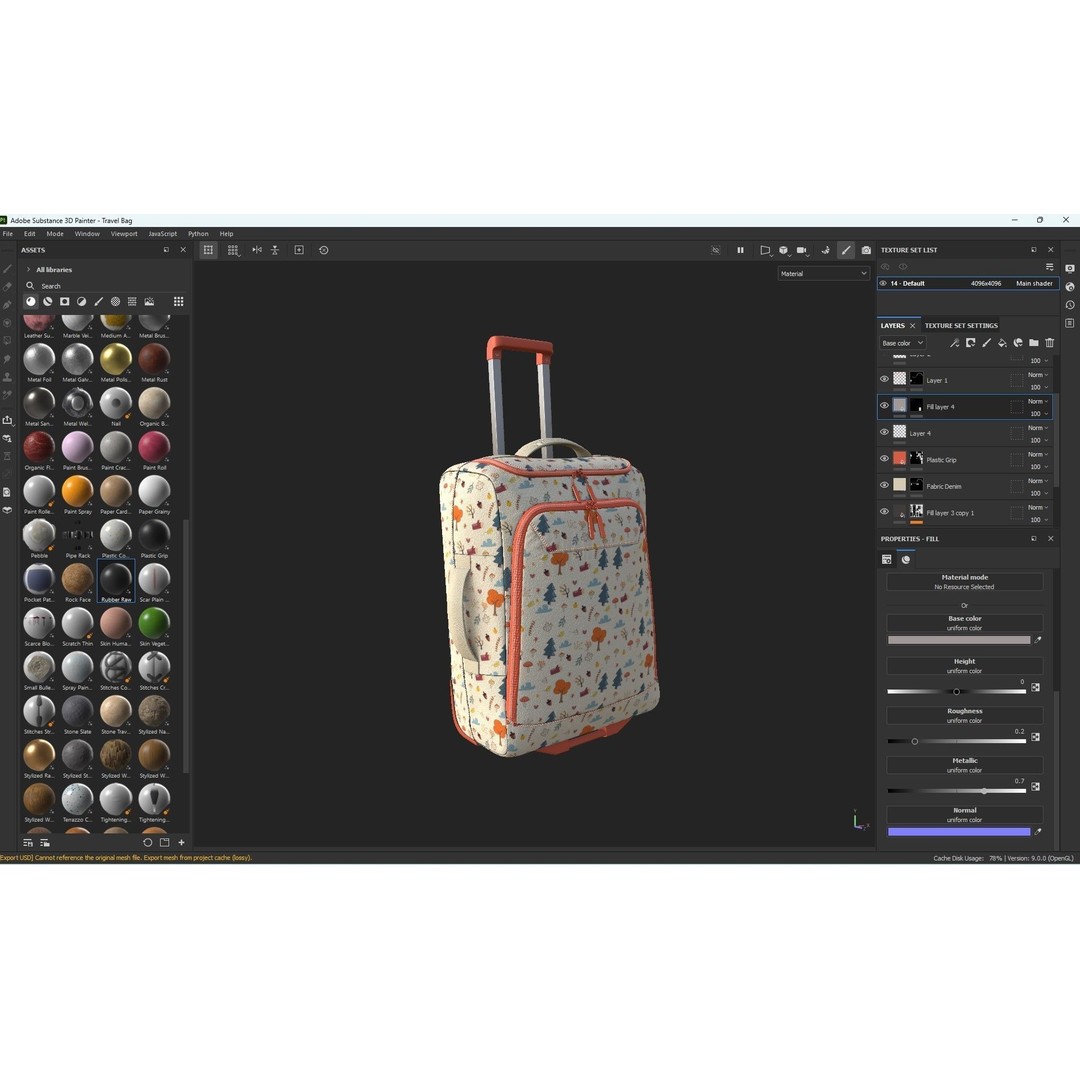 Travel Bag 3D Model – Low Poly PBR Asset for Various Uses, FBX, OBJ