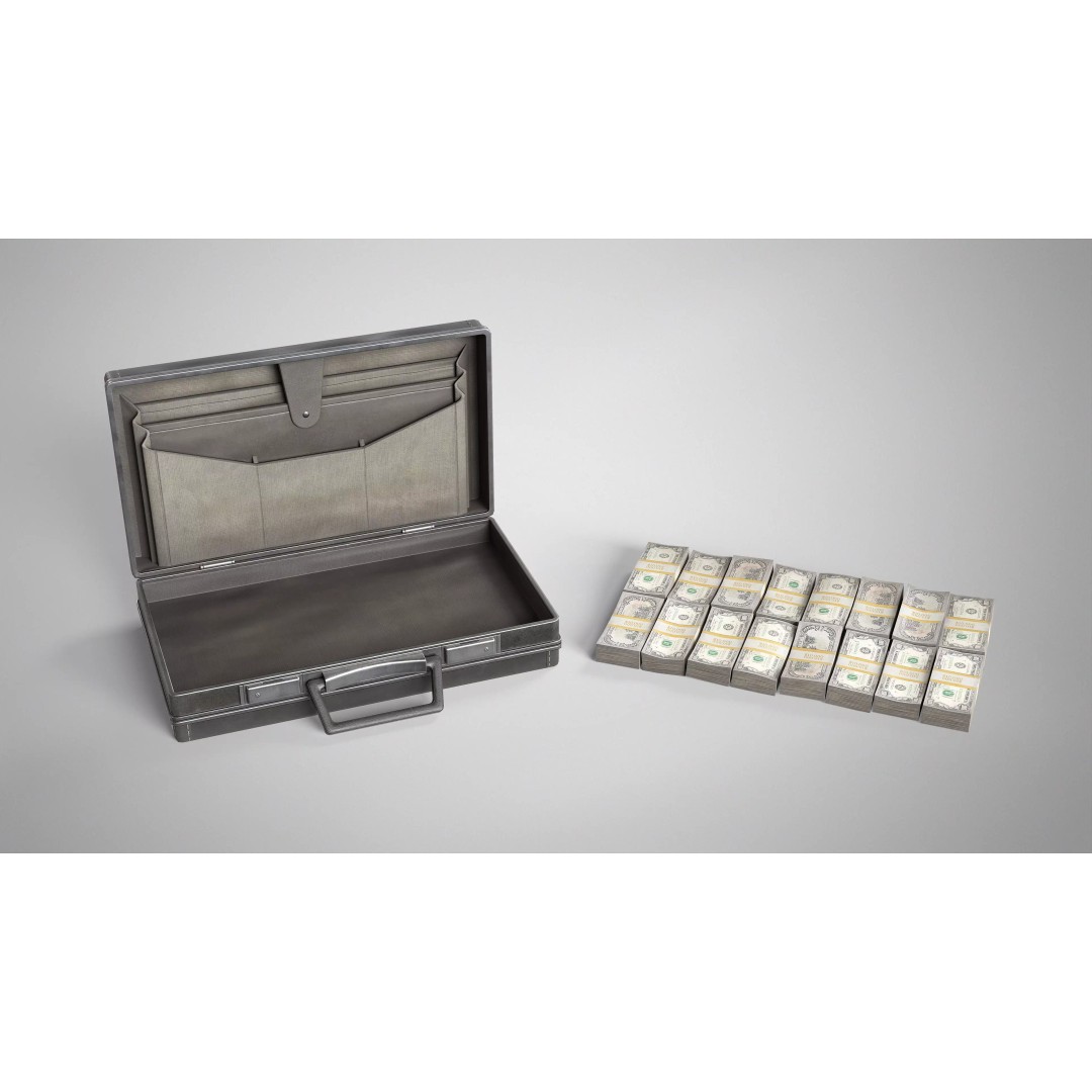 Leather Briefcase 3D Model – Vintage Low Poly Game Asset, FBX, OBJ - View 5