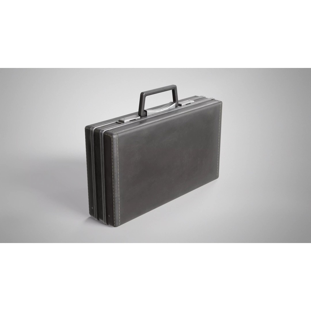 Leather Briefcase 3D Model – Vintage Low Poly Game Asset, FBX, OBJ - View 8