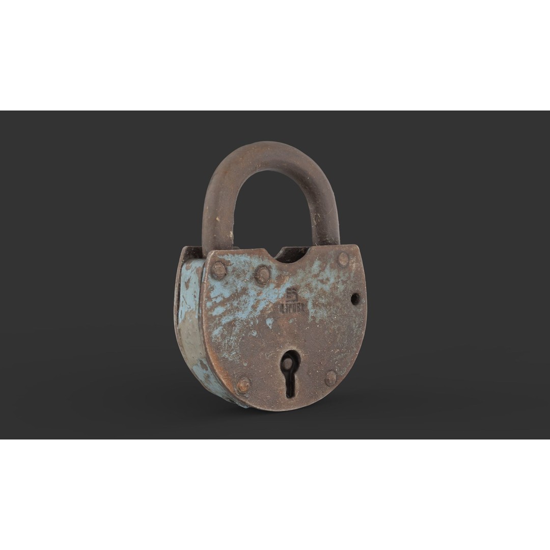 Old Metal Padlock 3D Model – Low Poly Game Asset, FBX, PBR Textures - View 3