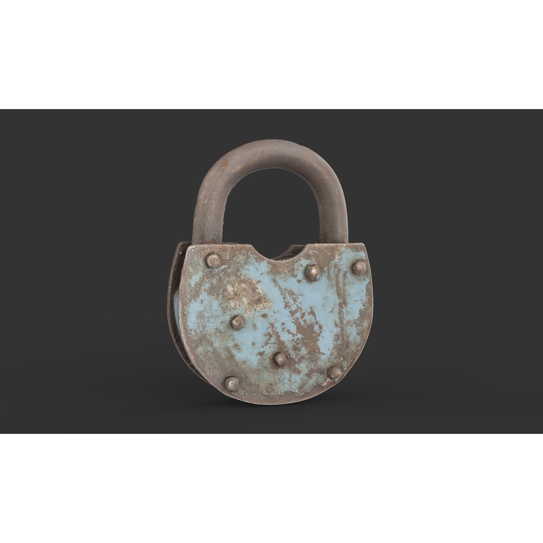 Old Metal Padlock 3D Model – Low Poly Game Asset, FBX, PBR Textures - View 4