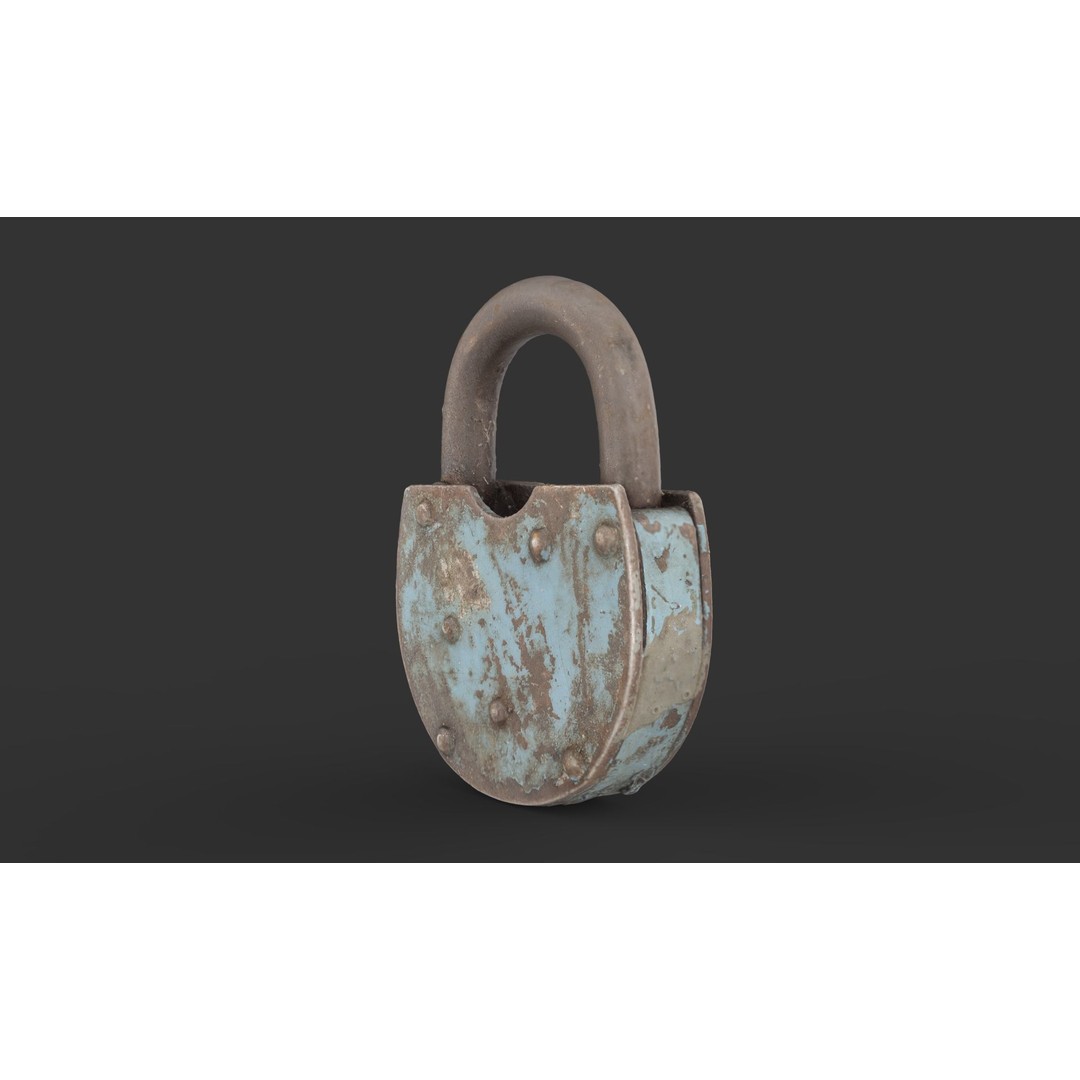 Old Metal Padlock 3D Model – Low Poly Game Asset, FBX, PBR Textures - View 5