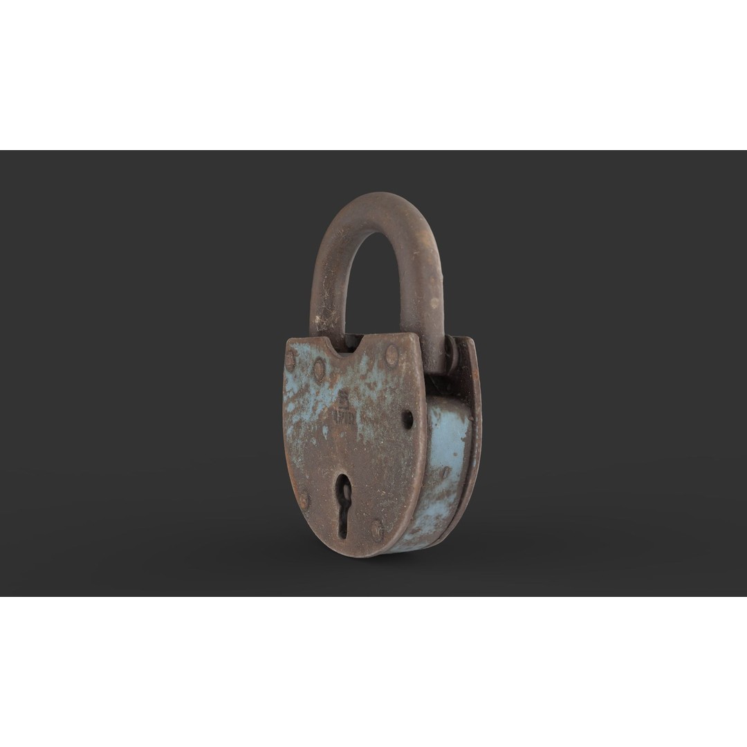 Old Metal Padlock 3D Model – Low Poly Game Asset, FBX, PBR Textures - View 6