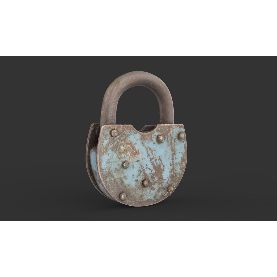 Old Metal Padlock 3D Model – Low Poly Game Asset, FBX, PBR Textures - View 7