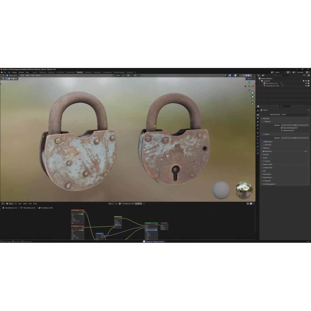 Old Metal Padlock 3D Model – Low Poly Game Asset, FBX, PBR Textures - View 8