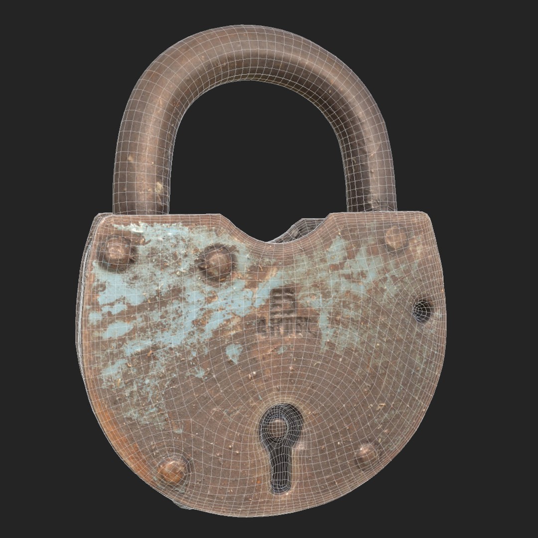 Old Metal Padlock 3D Model – Low Poly Game Asset, FBX, PBR Textures - View 9