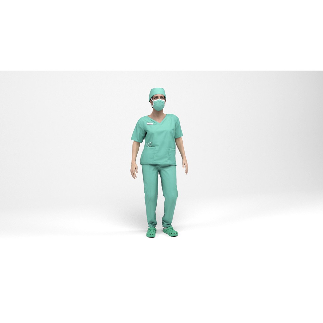 Nurse 3D Model – Low Poly Rigged Character with Animations, FBX - View 11