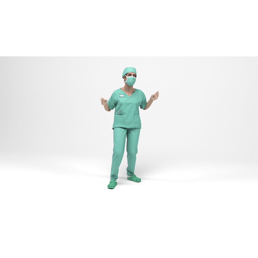 Nurse 3D Model – Low Poly Rigged Character with Animations, FBX - View 12