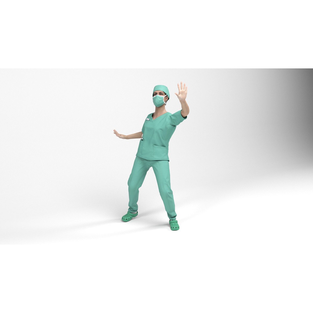 Nurse 3D Model – Low Poly Rigged Character with Animations, FBX - View 13