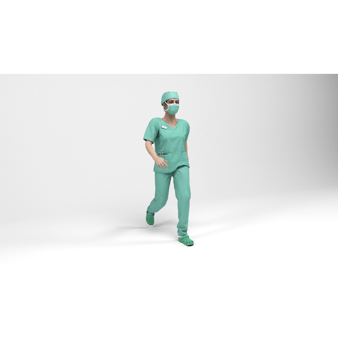Nurse 3D Model – Low Poly Rigged Character with Animations, FBX - View 14