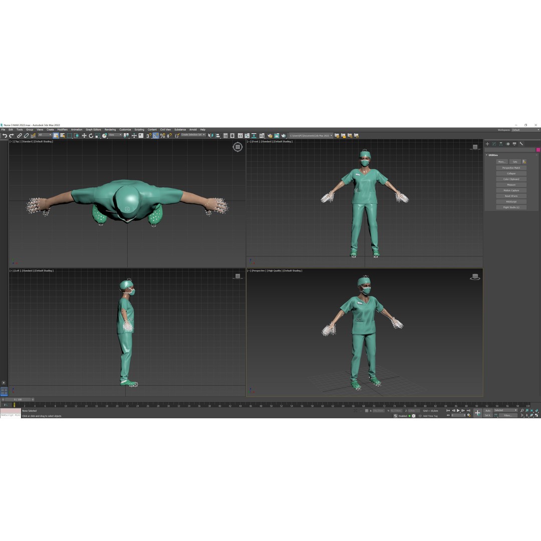 Nurse 3D Model – Low Poly Rigged Character with Animations, FBX - View 15