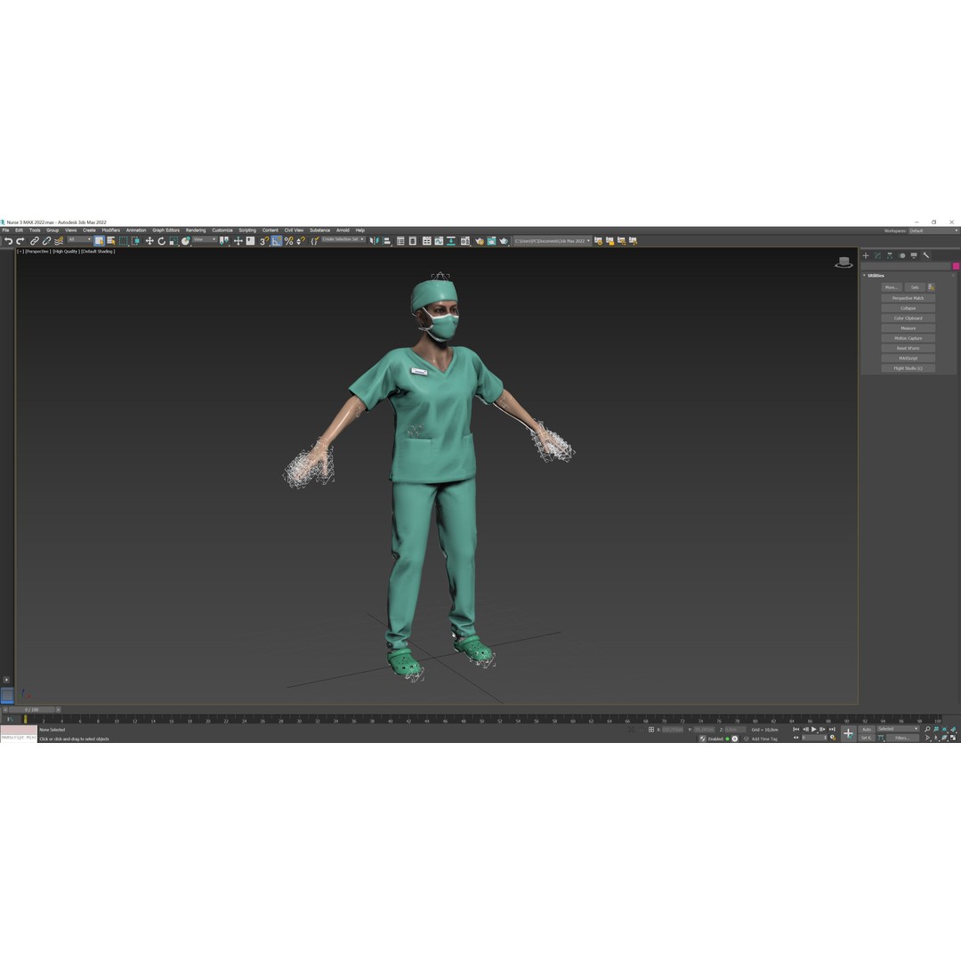 Nurse 3D Model – Low Poly Rigged Character with Animations, FBX - View 16