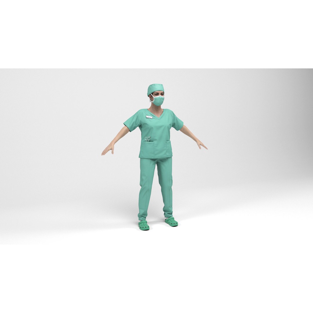 Nurse 3D Model – Low Poly Rigged Character with Animations, FBX - View 3