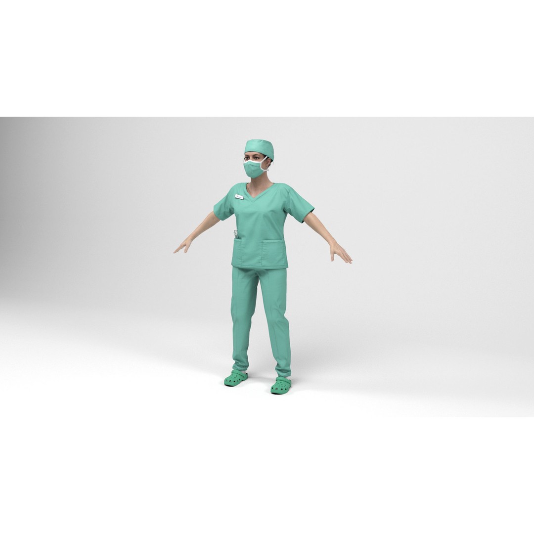 Nurse 3D Model – Low Poly Rigged Character with Animations, FBX - View 4