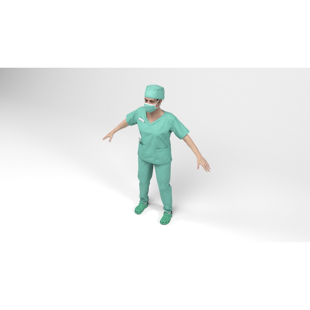 Nurse 3D Model – Low Poly Rigged Character with Animations, FBX - View 5
