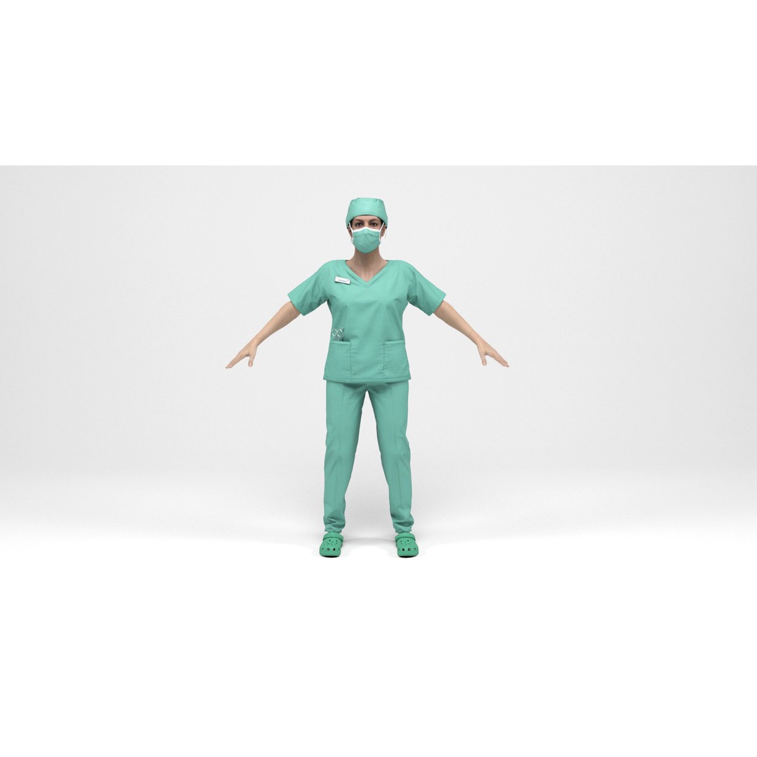 Nurse 3D Model – Low Poly Rigged Character with Animations, FBX - View 6