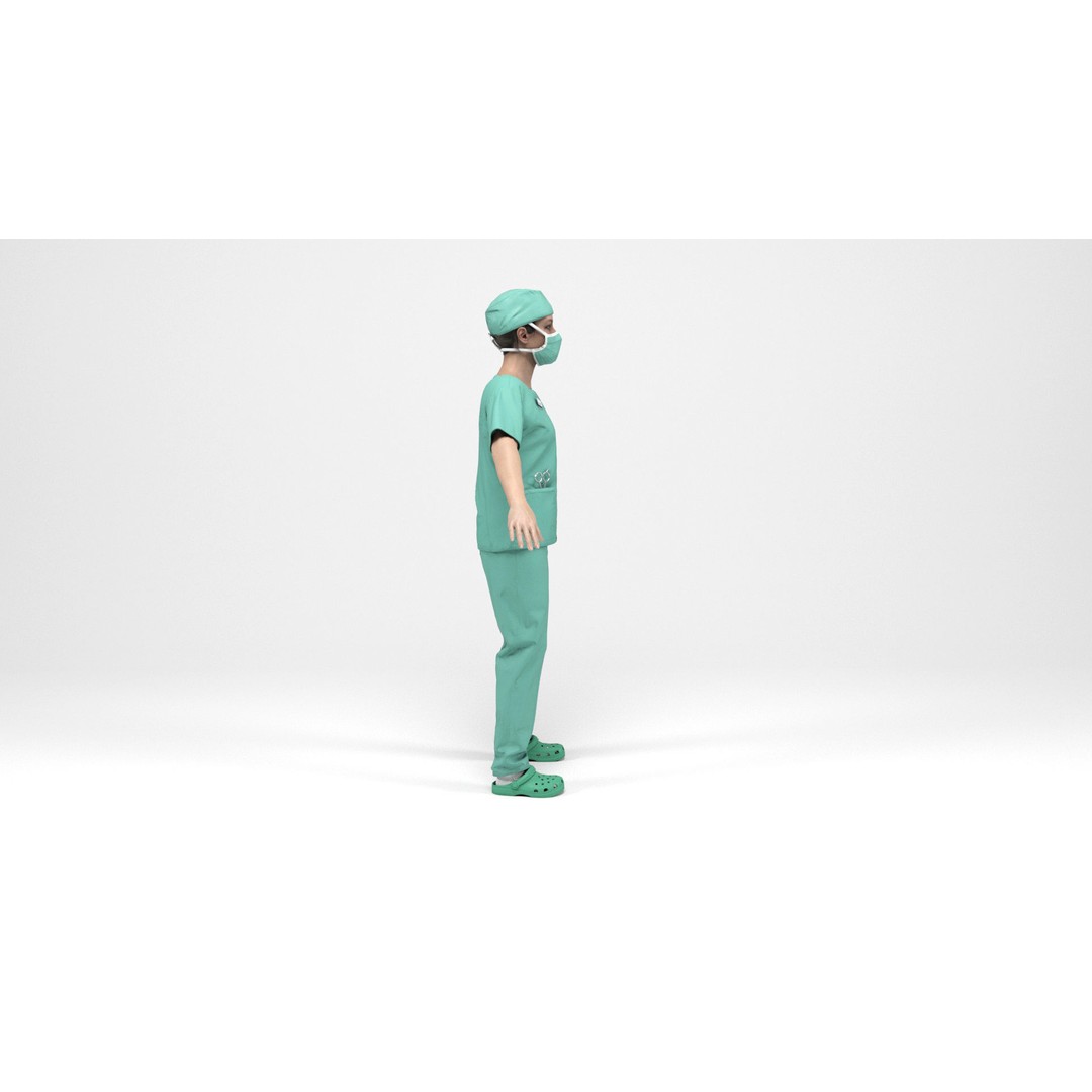 Nurse 3D Model – Low Poly Rigged Character with Animations, FBX - View 7