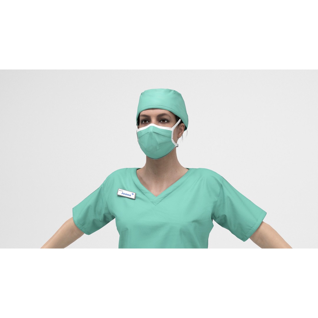 Nurse 3D Model – Low Poly Rigged Character with Animations, FBX - View 8