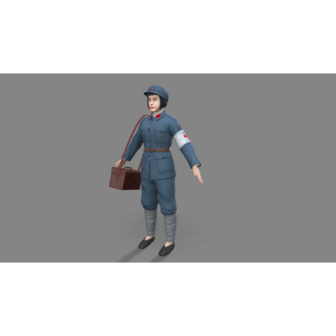 Women Character 3D Model – Low Poly Rigged Animation, FBX, Blender - View 3