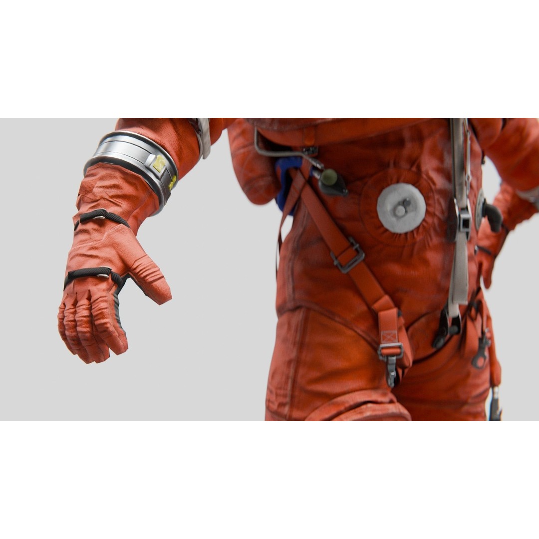 Orange ACES Spacesuit 3D Model – Low Poly Sci-Fi Character, PBR Textures - View 10